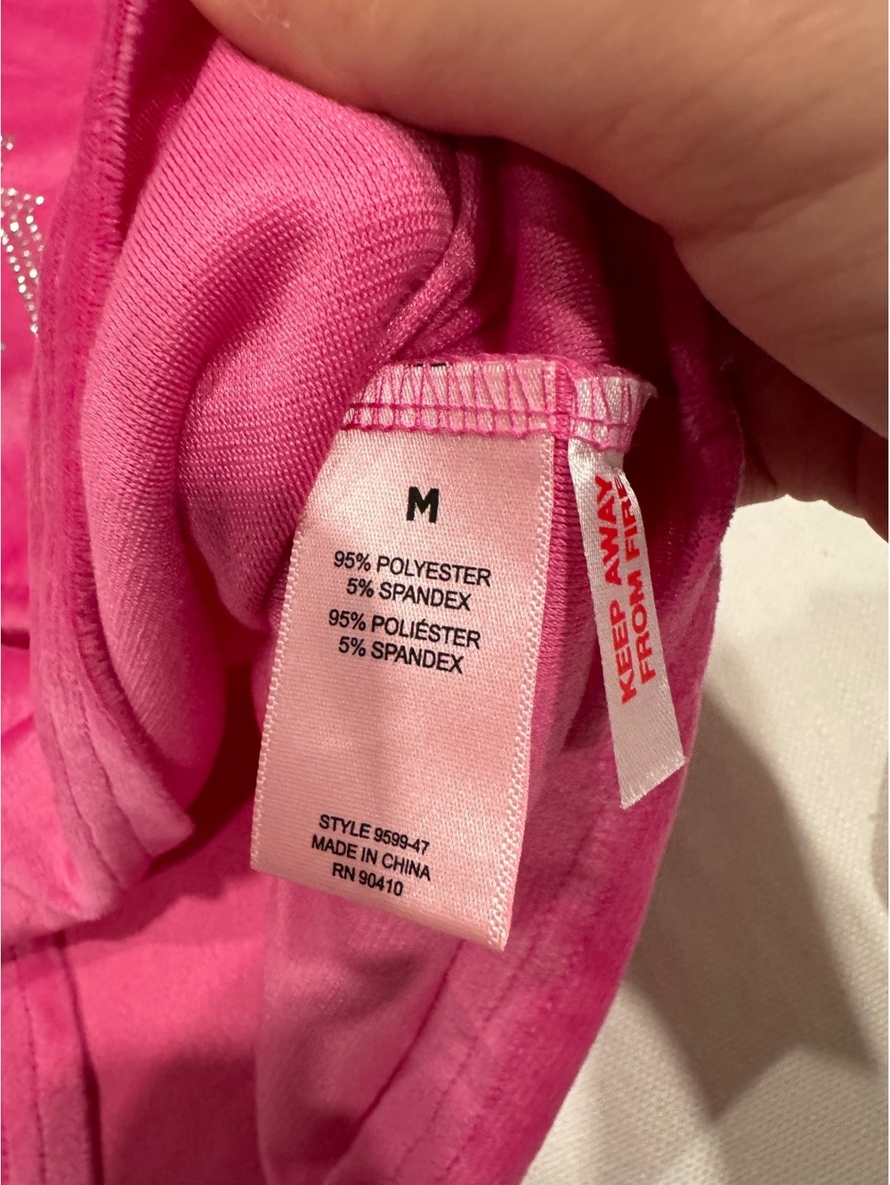 NWT Juicy Couture Hot Pink Velour Rhinestone Tee Top Medium - Picture 5 of 7